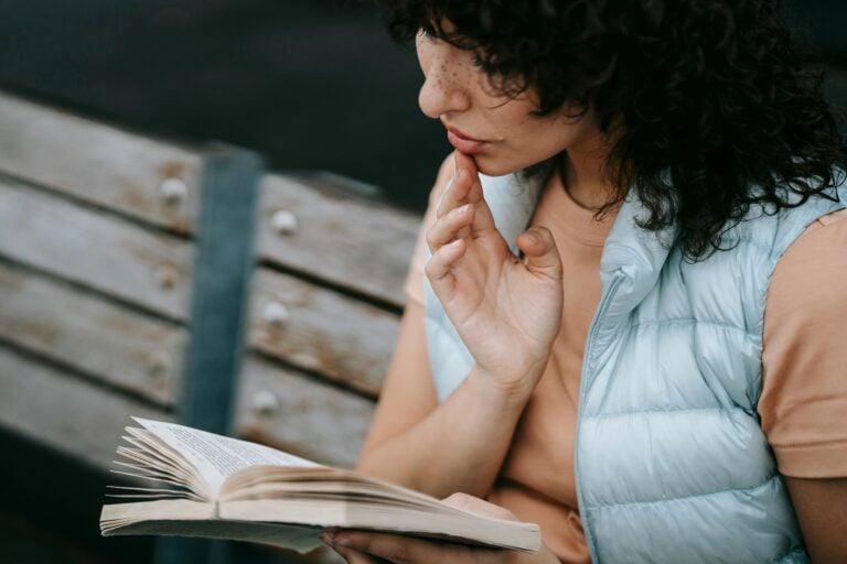 Woman reading a bible