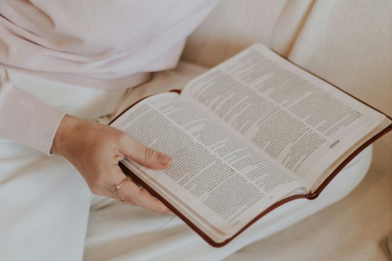 Woman reading a bible